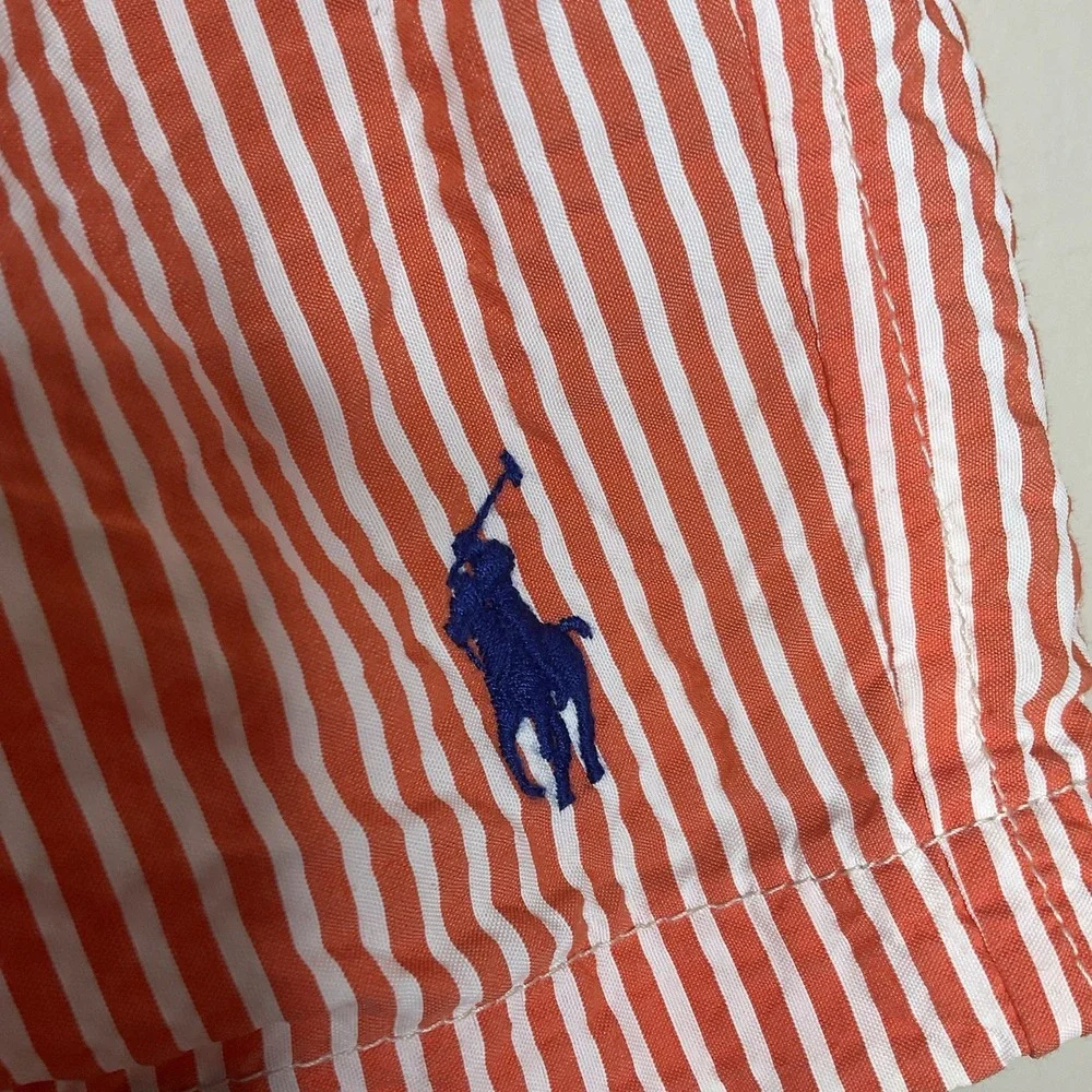Vintage Polo‎ Ralph Lauren Short Men's Coral Luxury Y2K Striped Classic Size 2XL